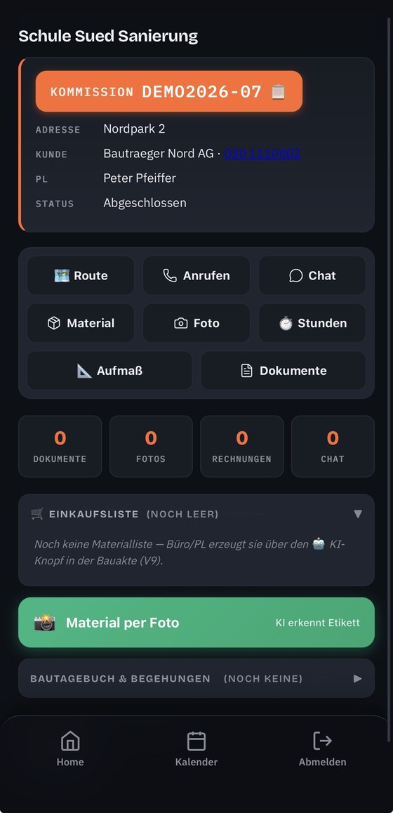 Digitale Bauakte in der Mitarbeiter-App